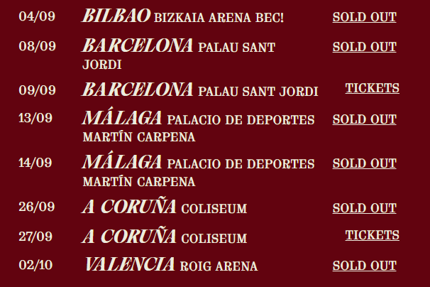 Fechas restantes en el tour Buenas Noches de Quevedo